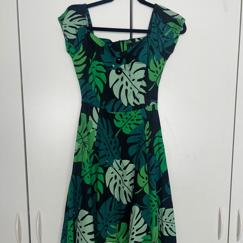 Collectif Dolores Tahiti Palm Print Dress - Size XS